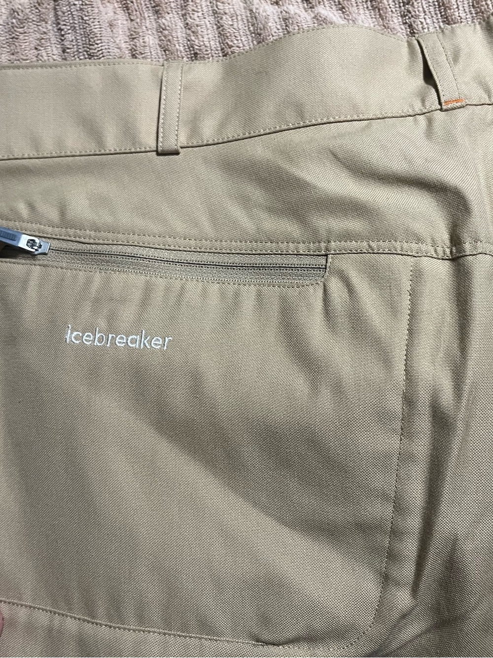 Icebreaker Merino Blend Beige Shorts with Orange Piping, Measure 32” - Picture 2 of 12